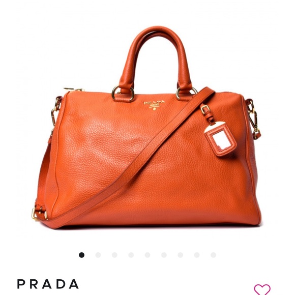 Prada Handbags - Prada Orange Leather Satchel with Shoulder Strap